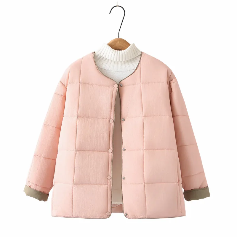 Plus Size Women Parka Autumn/Winter New Fashion Square Contrast Color cotton-padded Coat 513