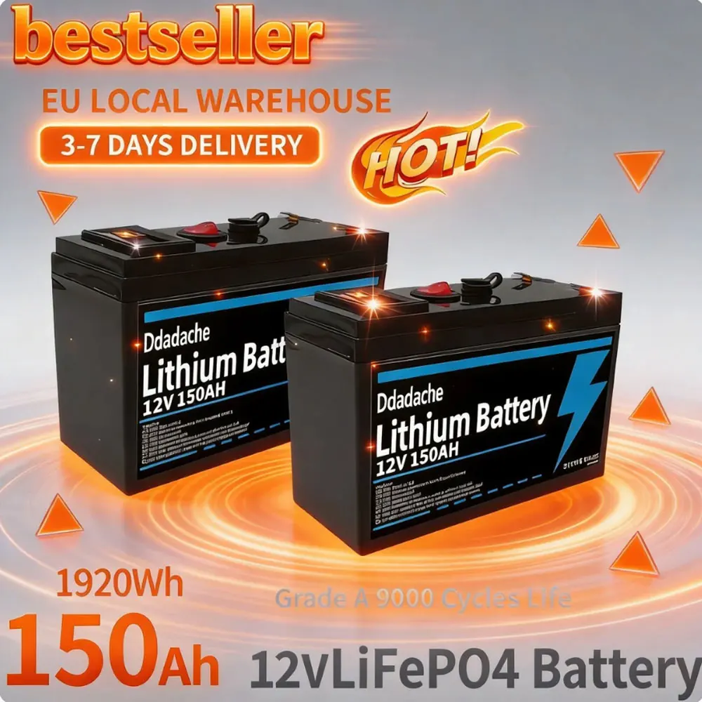 12-V-Lithiumbatterie FÜR 150 Ah LiFePO4 4000+ Deep Cycles, integriertes BMS, 10 Jahre Lebensdauer, für USV, Kajak-Fischfinder, Solarmodul, Radio