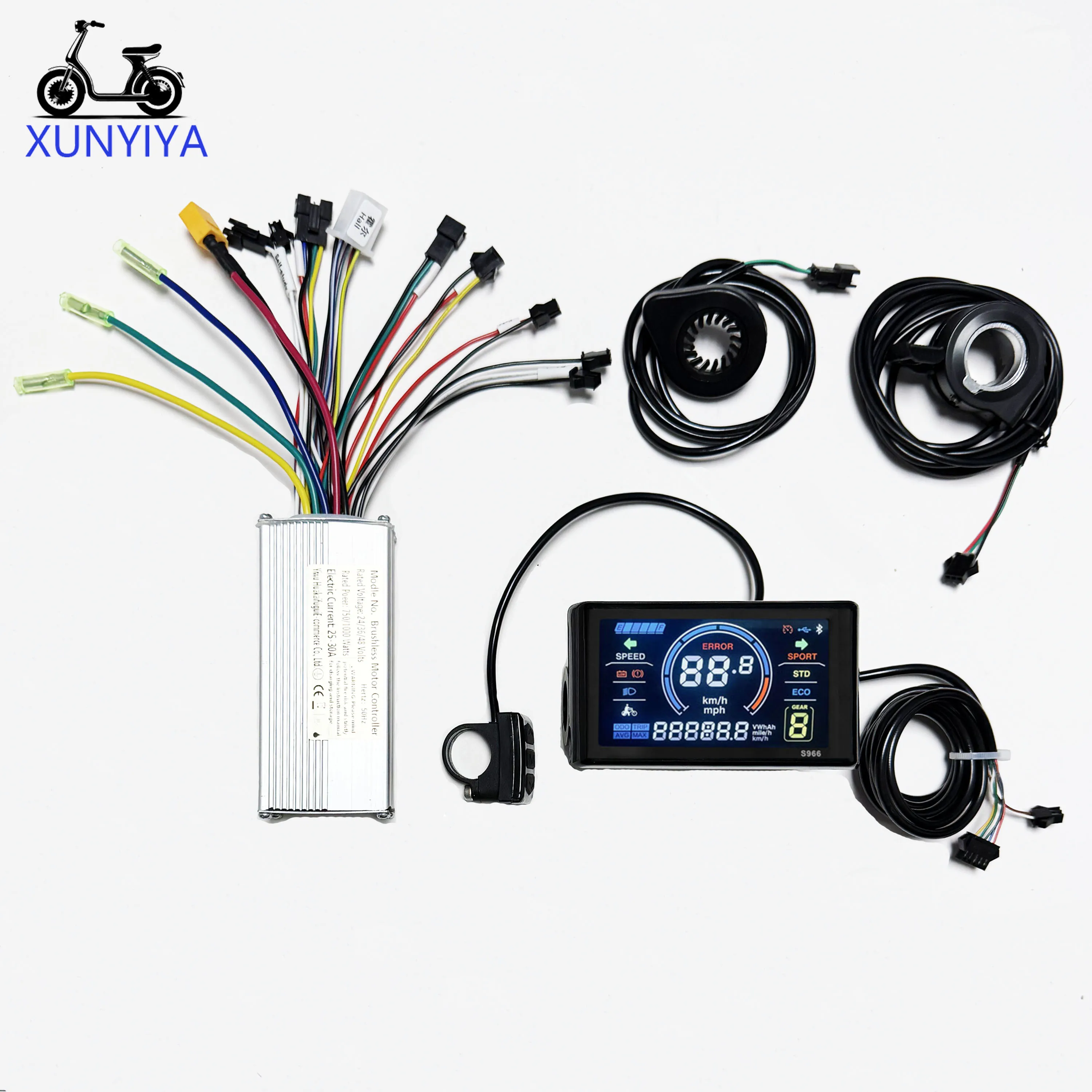 25A-30A Bürstenloser Sinuswellen-Dreimodus-Controller 750W-1000W mit PAS-Gashebel S966 Farb-LCD-Set 24V/36V/48V für E-Bike/Scooter – Detail 5