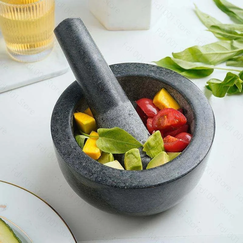 Vintage Granite Mortar and Pestle Set Manual Garlic Grinder for Kitchen