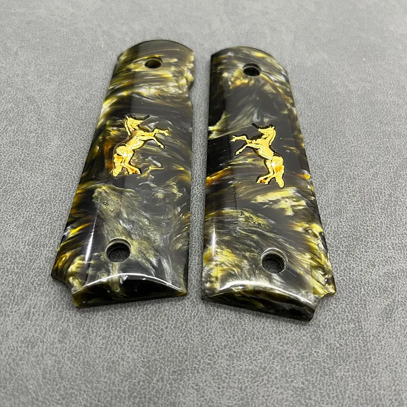 CTG 1911 Gold Horse Plated Grips Pearl Grips