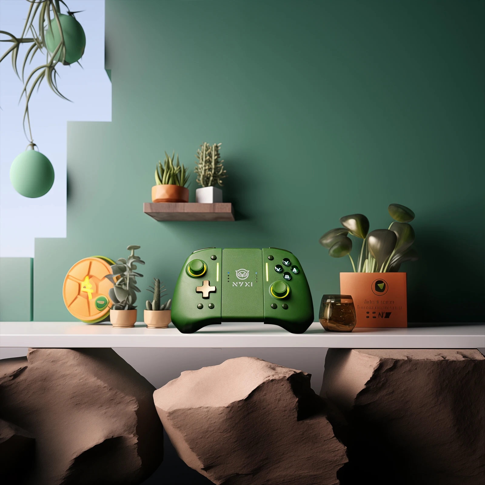 คอนโทรลเลอร์เกมไร้สายบลูทูธ NYXI Hyperion pro สำหรับสวิตช์ 2/สวิตช์ จอยเกมสีเขียว
