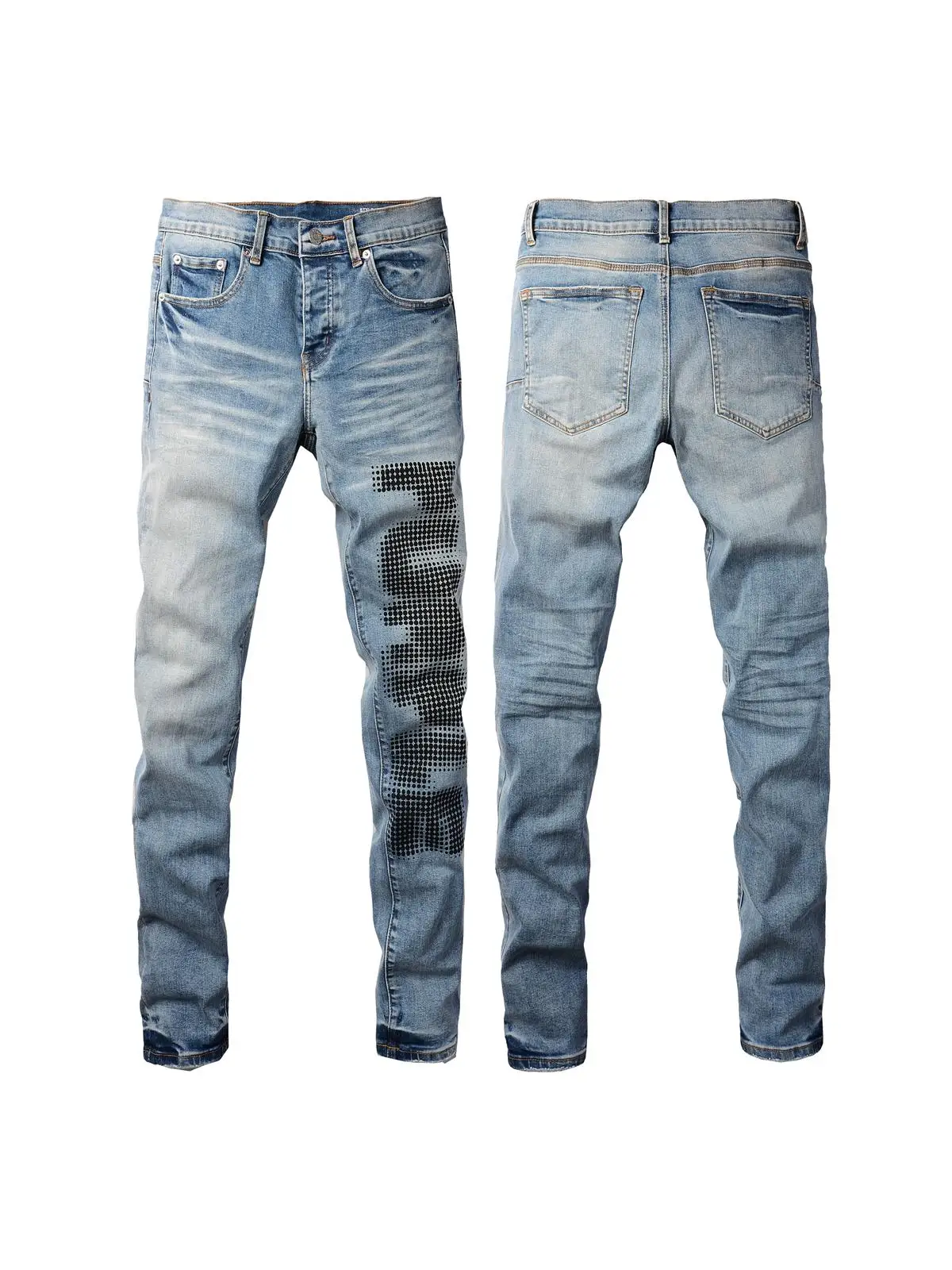 High-Quali Streetwear Men's Jeans with Patches Water Waed Slim Fit Youthful Sle Breathable Long Pants for Spring Autumn