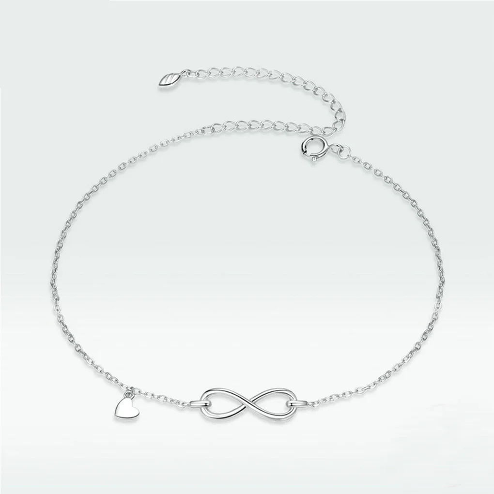Women Men Anklet 8-Shaped Heart Pendant Anklets Ankles Decoration