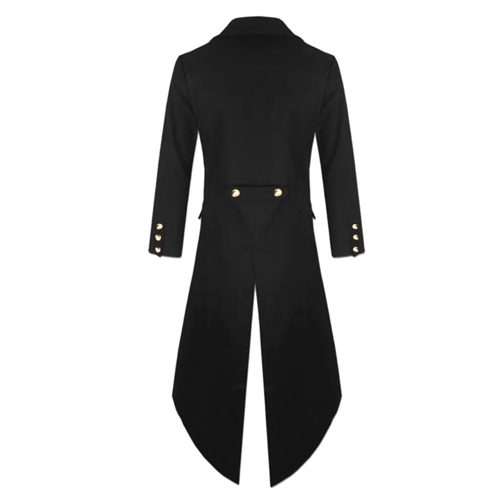 Giacca lunga gotica Punk medievale Vintage da uomo cappotto frangivento moda classica Slim Fit orlo irregolare cavaliere Trench giacca lunga