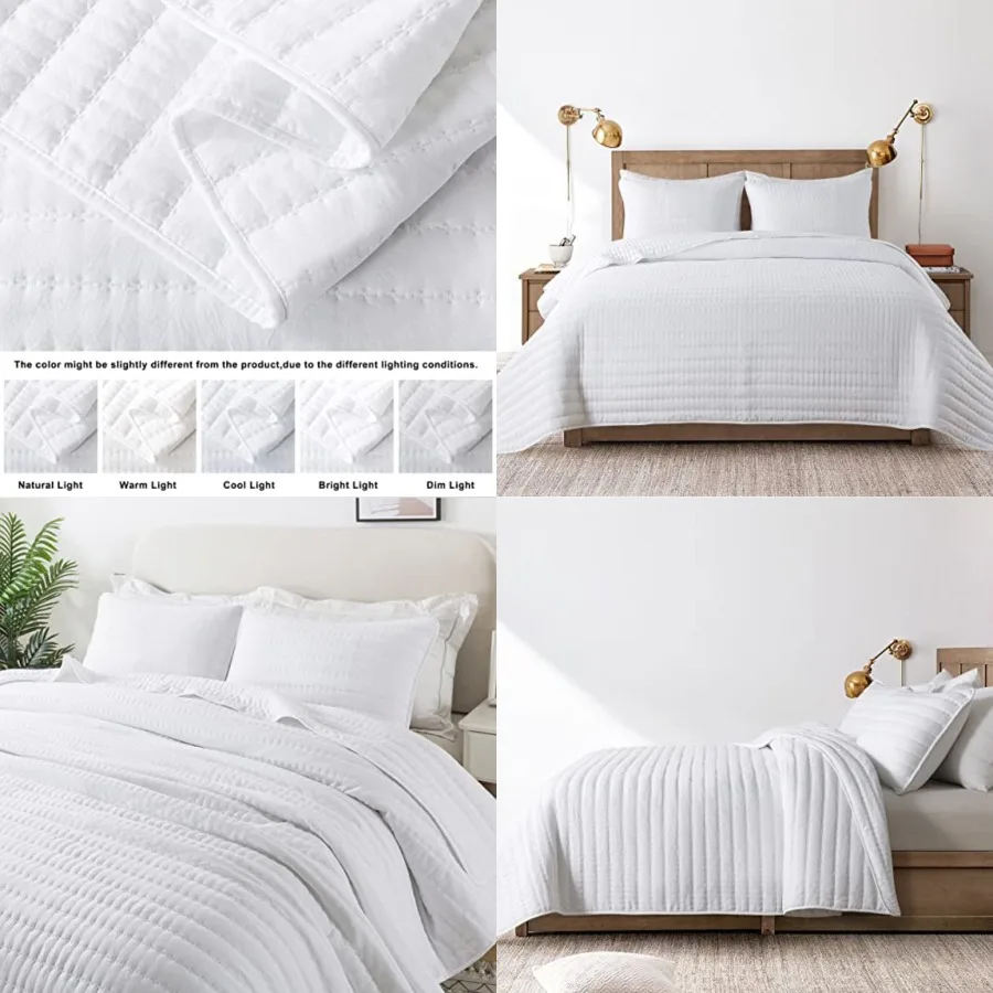 

Oversized Cal Size Quilt Bedding Sets with Pillow Shams, Lightweight Bedspread Coverlet, Quilted Blanket Thin Comforter Bed Cov