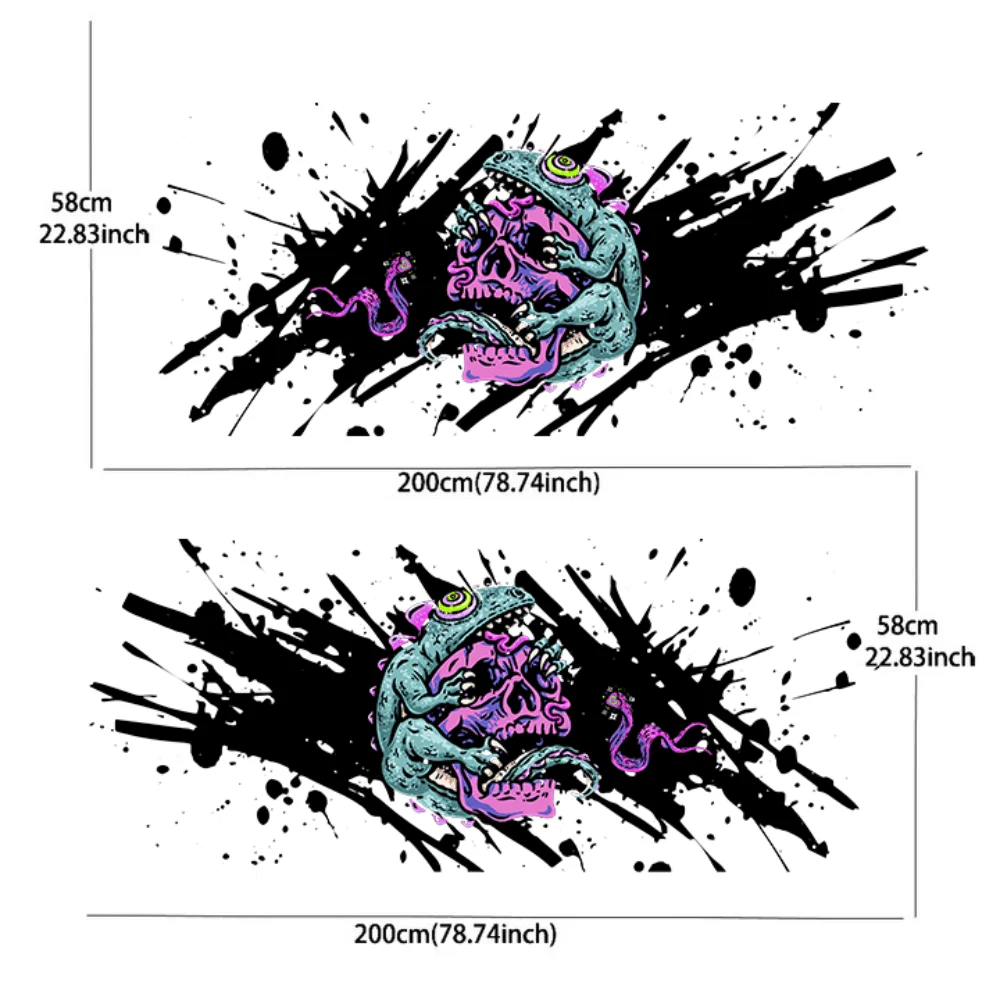 2PCS creative cartoon skeleton gecko insect pull-up stickers car stickers full-body decal decorative scratch protection car stic