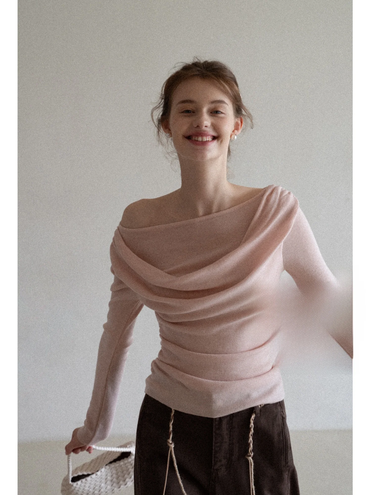 

Женский вязаный топ Eggka Long Sve для похудения, дизайн талии, повседневный, из полиэфирного волокна, удобный, дышащий цвет