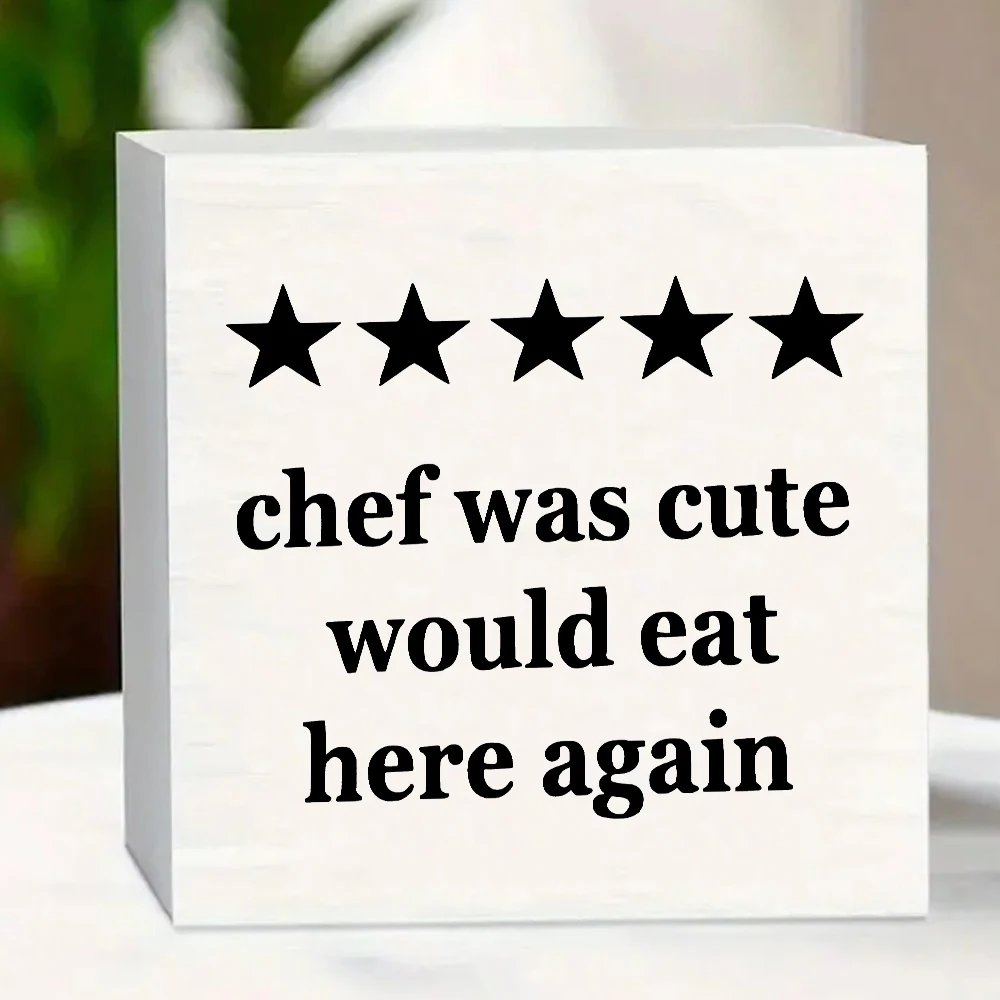 1PC Chef was cute would eat here again print, 5 star kitchen review, rating, funny kitchen Decoration, boho kitchen Desktop