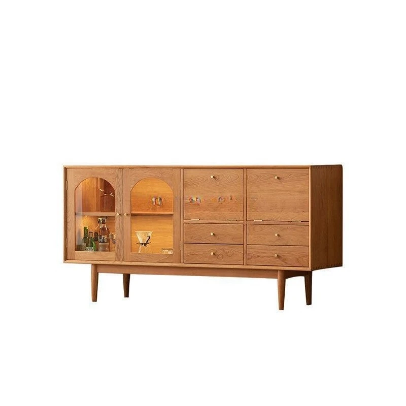 

Nordic cherry wood solid wood, living room Japanese-style side cabinet storage, locker modern and simple