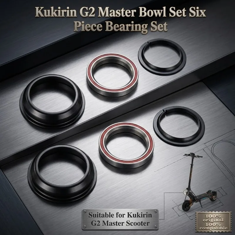 

6-Piece Headset Bearing Bowl Set, Sealed Steel Bearing Kit for Kukirin G2 Master Electric Scooter