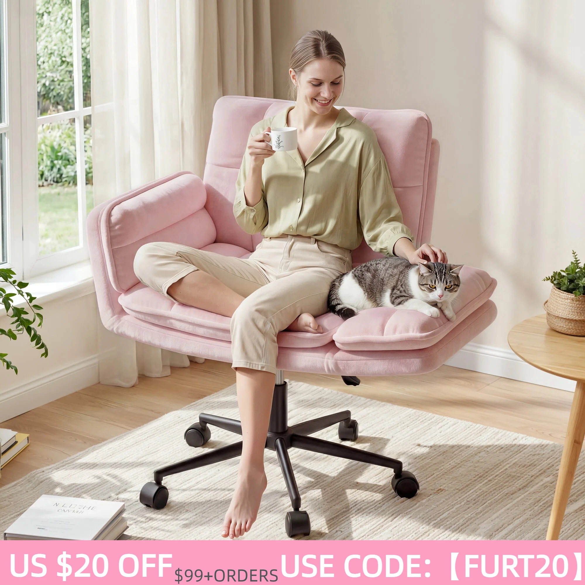 Office X Furniture - Criss Cross Chair with Wheels, Ergonomic