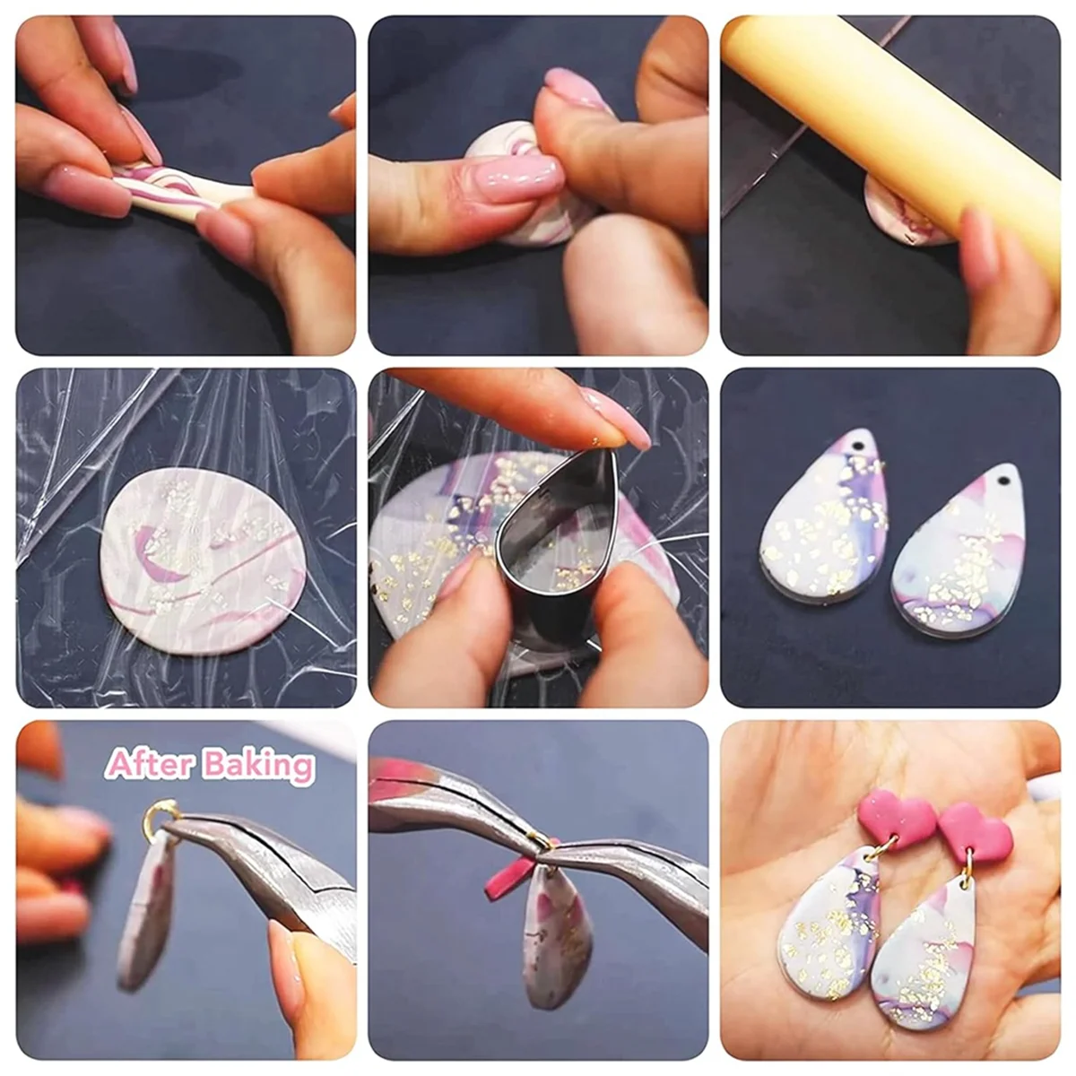 60 Pcs Clay Tools Set,Polymer Clay Cutters for Earring Making, 51 Shapes Stainless Steel Clay Cutters
