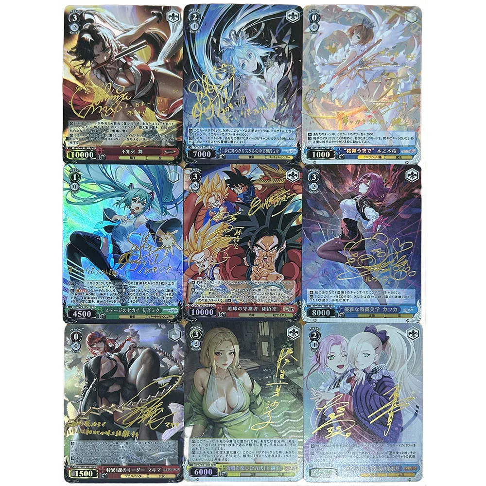 9 sztuk/zestaw Anime Weiss Schwarz DIY ACG chłopiec gry zabawki prezenty urodzinowe karty kolekcjonerskie Ayanami Rei Sakurajima Mai Miku Makima