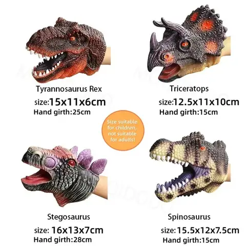 Hand Puppets Dinosaur head Model Toy T-Rex Dino Jurass Shark Tiger Park Dolls Dinosaur Worlds Soft Plush Toy for Boys Kids Gifts