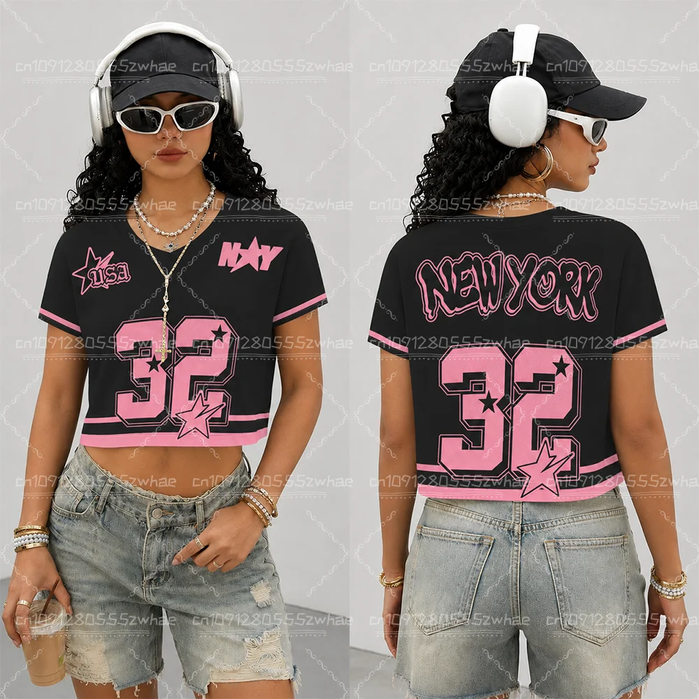 Street Fashion New York 2026 - Camiseta Corta con Cuello Redondo para