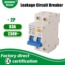 XIONGISOLAR 230V 1P+N Residual Current Circuit Breaker With Over And Short Current Leakage Protection RCBO MCB 6-63A