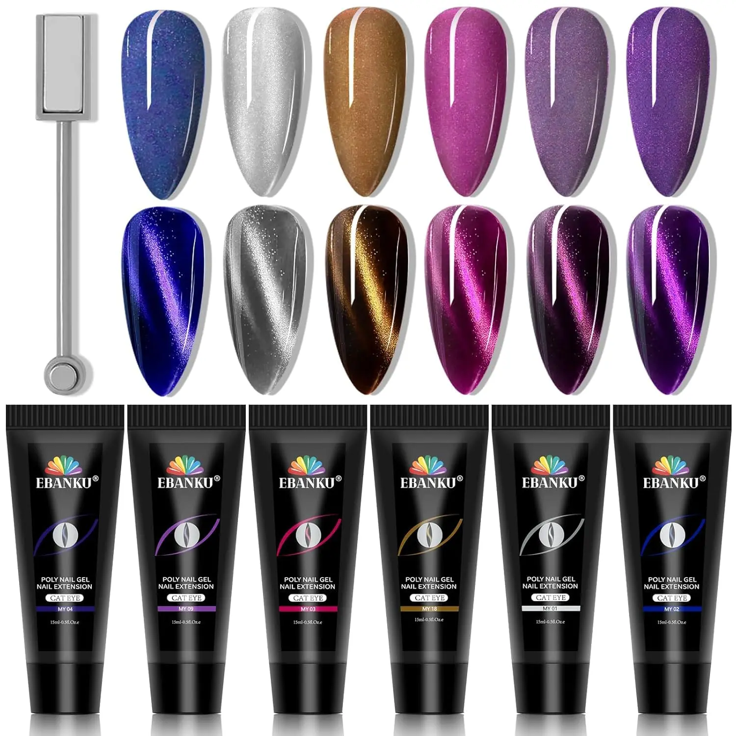 

Ebanku Poly Gel Nail Kit,8 Colors Glitter Extension Nail Builder Gel Rebuild Nail Art for Beginners or Professionals