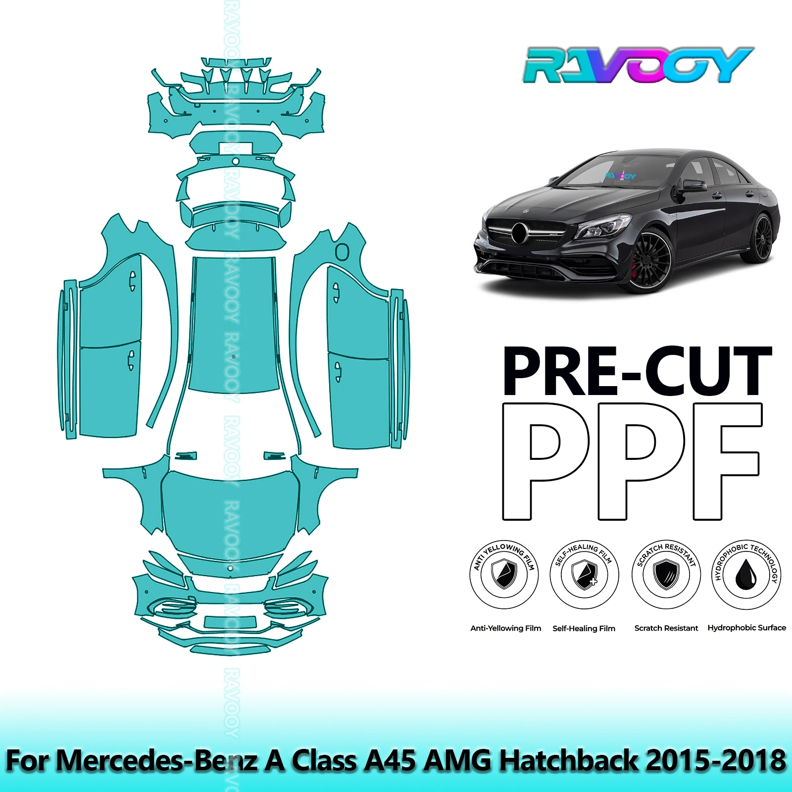 

Full Vehicle Clear Bra 8.5Mil Precut PPF Paint Protection Film For Mercedes-Benz A Class A45 AMG Hatchback 2015-2018