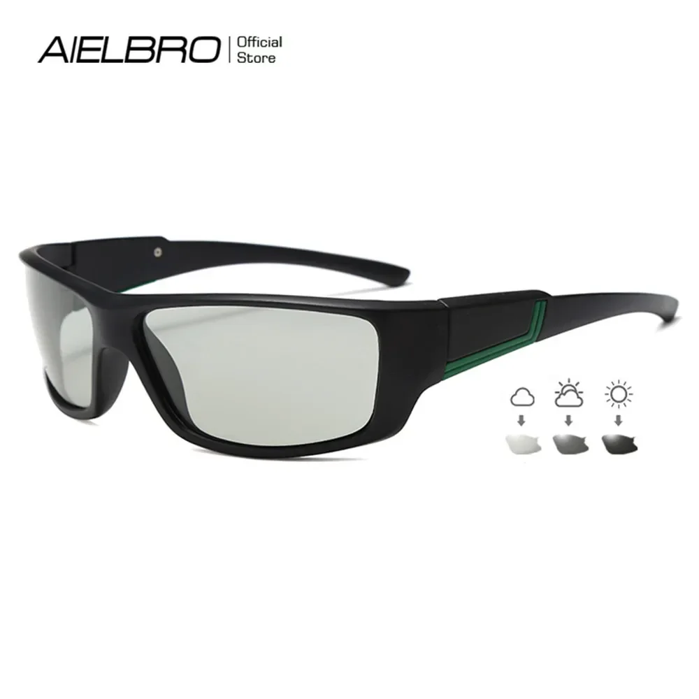 AIELBRO Photochromic Cycling Glasses for Men Polarized Cycling Glasses Men's Bicycle Photochromic Cycling Lenses Sports Glasses