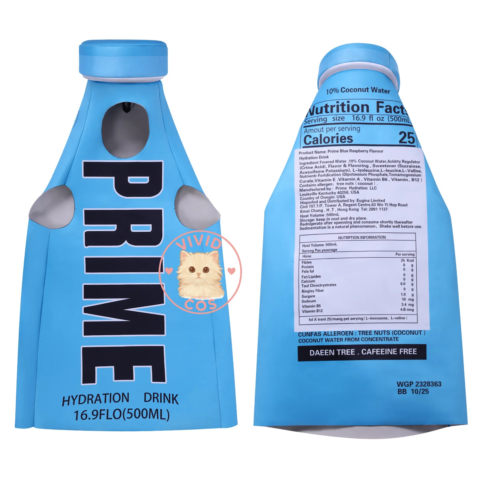 Divertido broma actuación fiesta de Halloween espectáculo mono botella de bebida disfraz Cosplay peculiar conjunto de ropa azul traje de juego de rol