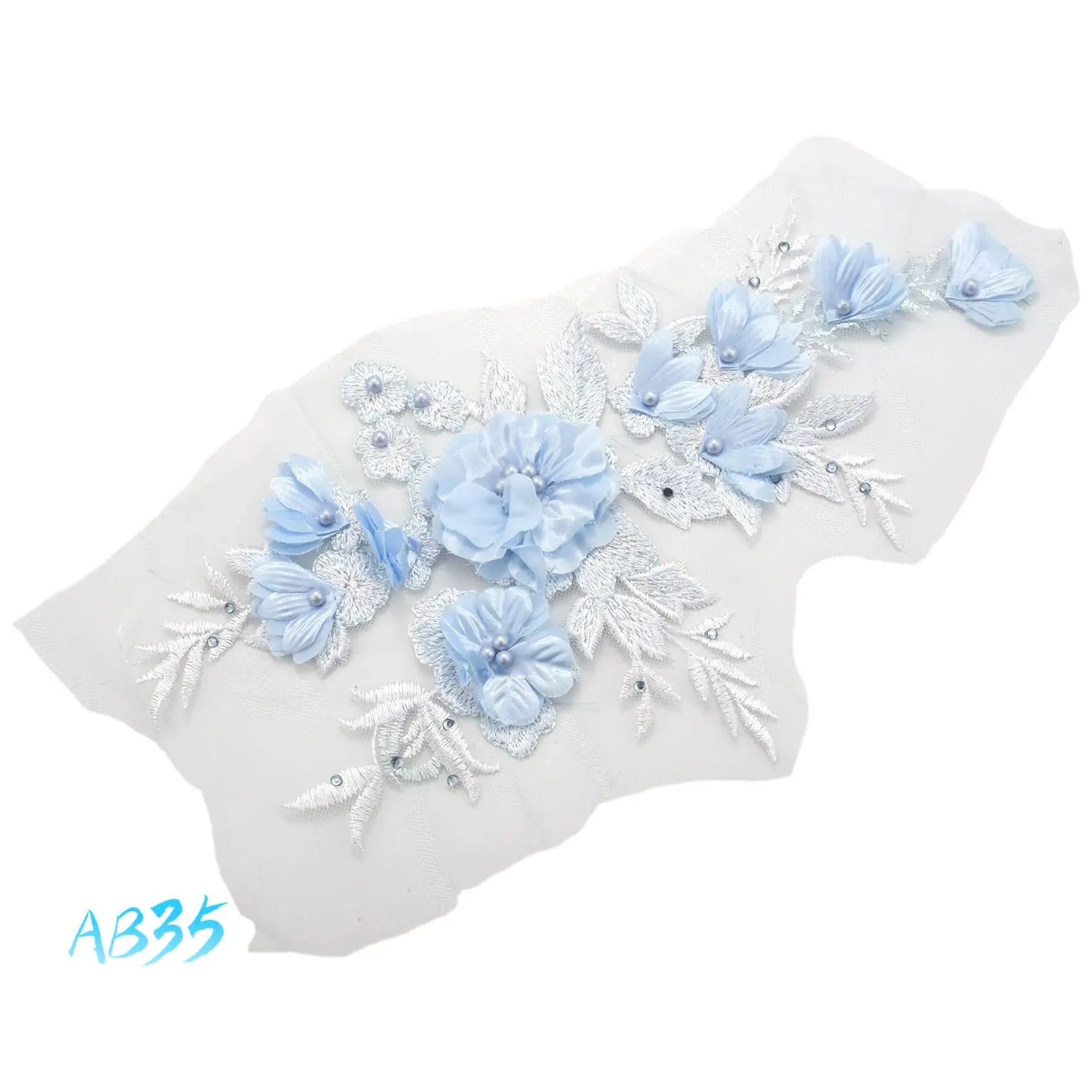 

AB35-Beaded Hot Drilling Lace Bridal Beaded Flowers Embroidery Patches For Clothing Wedding Diy Decor Dress Iron On Sewing Appli