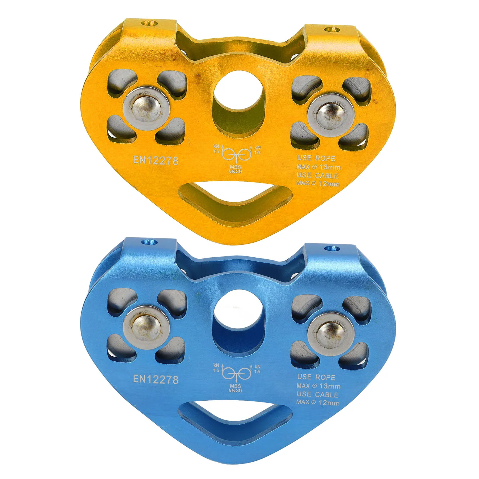 Polea de doble línea de cremallera para escalada en roca, transporte de gran altitud en forma de corazón, fuerte, duradera, suave para cruce en la jungla