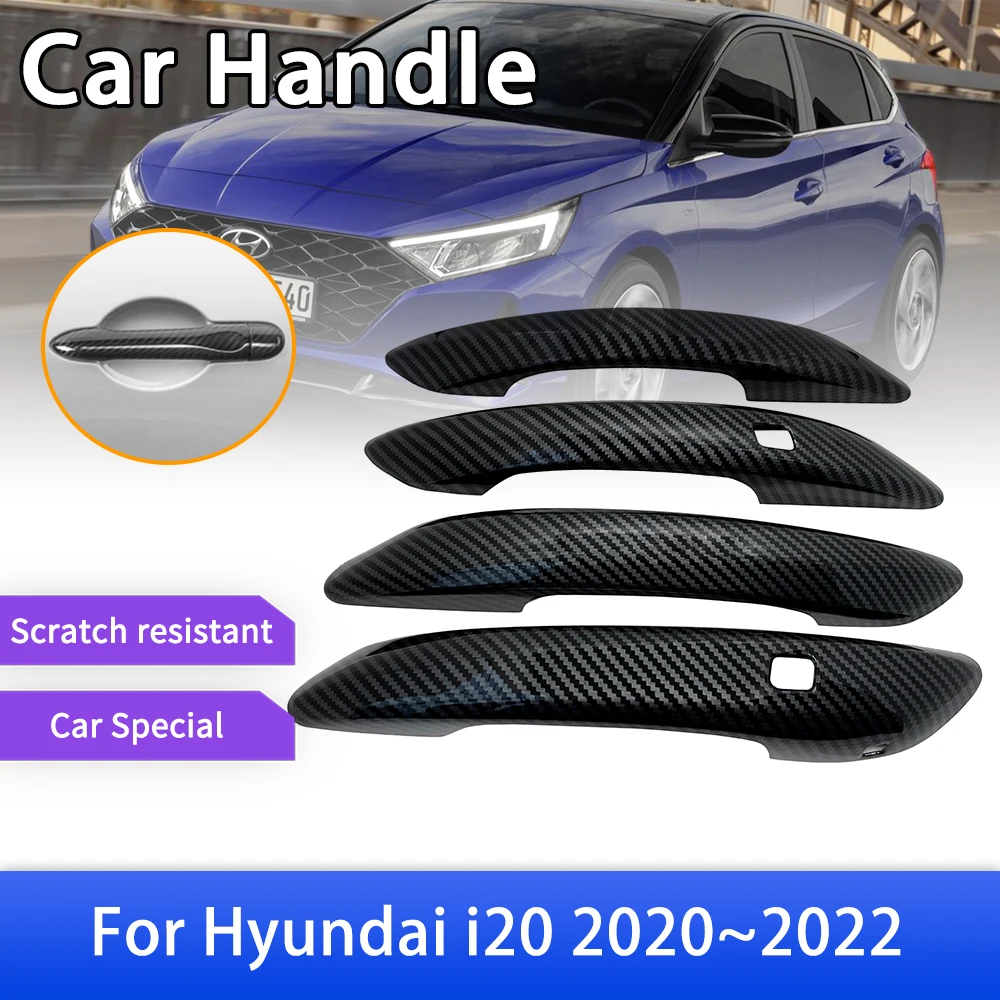 

Carbon Fiber Smart Door Handle Cover for Hyundai i20 3 III MK3 BC3 2020 2021 2022 Car Exterior Accessories Decorate Sticker Trim