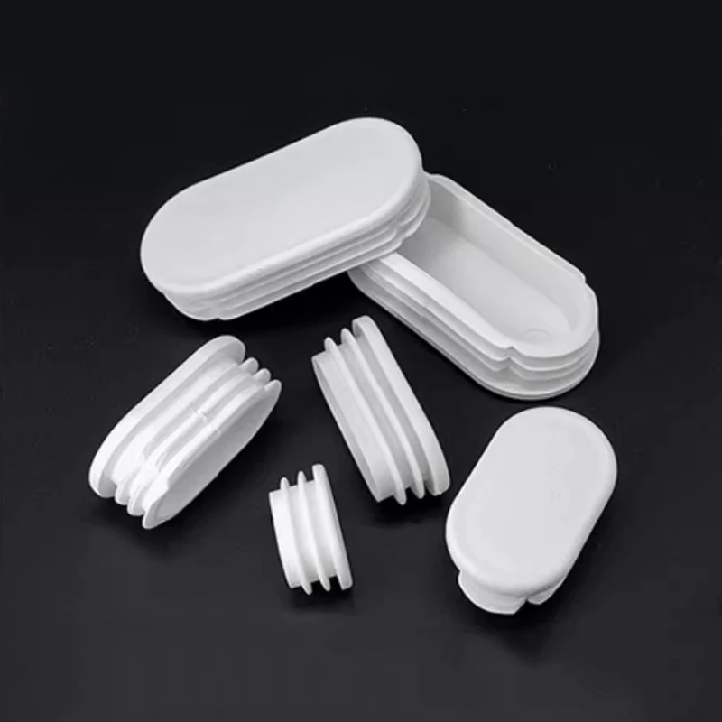 Oval Oblong Tubes End Caps Black/White Blanking Plugs Pipe Inserts Table Feet Chair Plastic Dust Plug Furniture Accessories