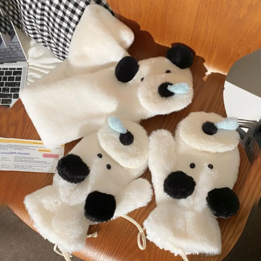 

New Plush Cross Scarf Cartoon Soft Neck Warmer Cold Protection Windproof Gloves Outdoor