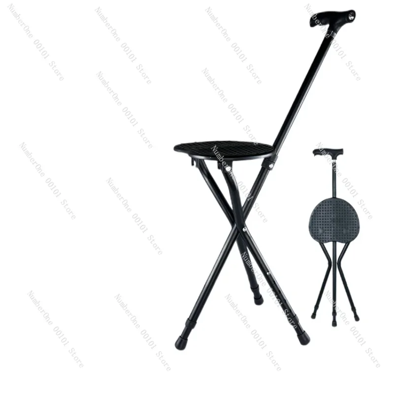 Walking Stick for the Elderly Stool Cane with Seat Portable Folding Cane Can Sit Walking Stick Elderly Non-Slip Chair Dual-Use