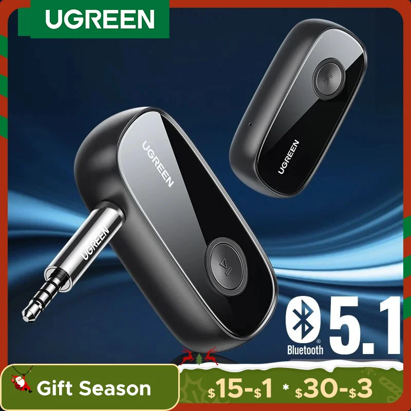 UGREEN – récepteur Bluetooth 5.1 3.5 aptX HD, adaptateur Audio sans fil, Jack AUX, 3.5mm, pour voiture, PC, casque, micro, récepteur Bluetooth 5.1