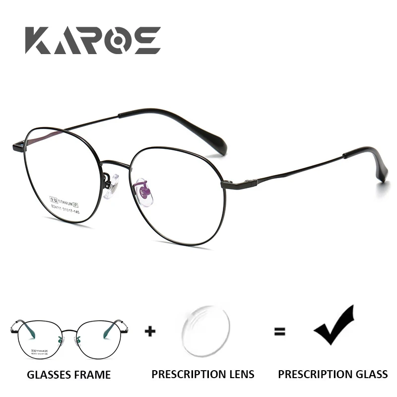 

KAROS Full Titanium Round Frame Multi Function Prescription Glasses Anti Blue Light Photochromic