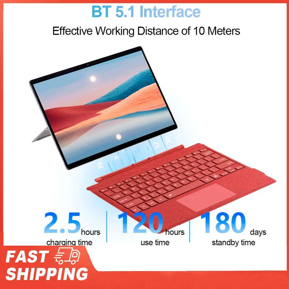 

Клавиатура Surface Pro 3/4/5/6/7 BT 5.1, красочная магнитная тонкая конструкция с подсветкой, диапазон 10 м для клавиатуры Surface Pro