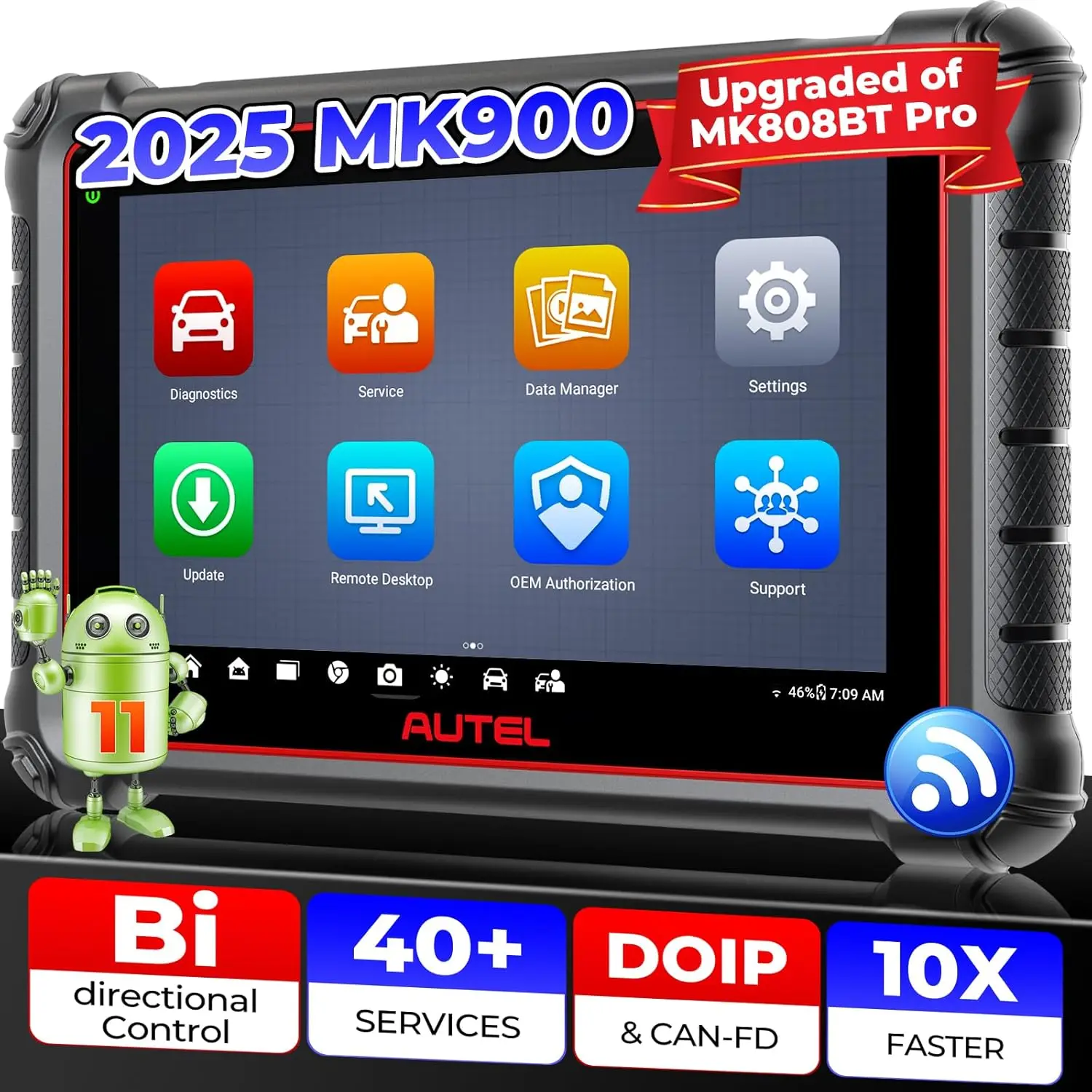 Autel الماسح الضوئي MaxiCOM MK900 MX900 أداة تشخيص ثنائية الاتجاه مثل MK900BT Pro CAN-FD & DOIP ماسح ضوئي تشخيصي للسيارات FCA #1