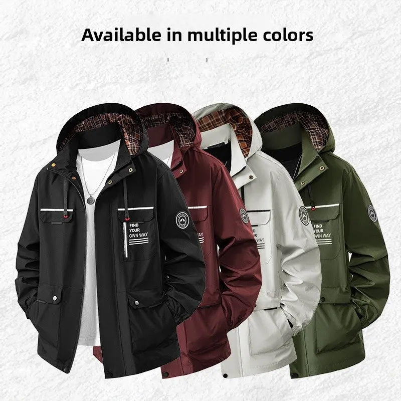 

Casual Men's Jaet Trendy Stand Collar American Retro Sle Windproof Thiened Outerwear for Daily Commuting And Autumn Wear