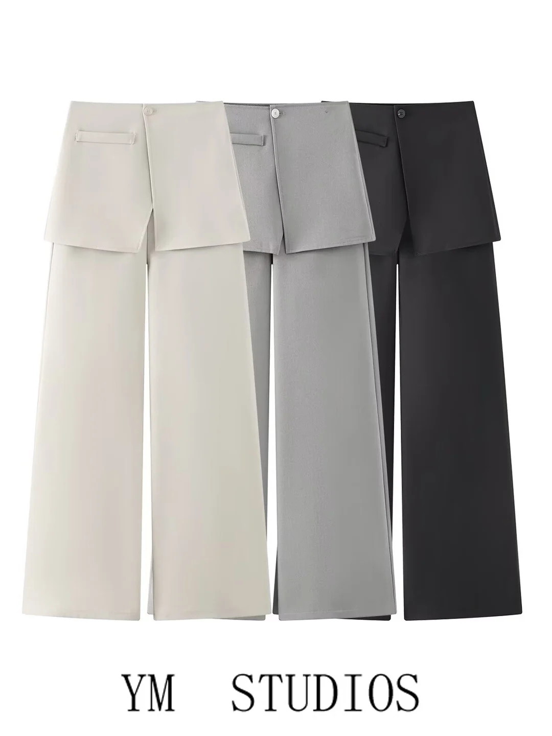 

High Waist Straight Leg Suit Pants Women's Workwear Slimming Long Trousers Design Sensation Two Piece Set Faionable Commute