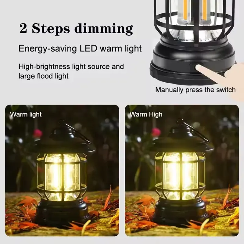 Retro Horse Lantern Rechargeable Multi Functional Outdoor Camping Light LED Outdoor Lighting Portable Light