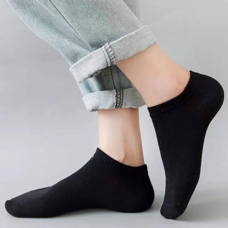 1-5pairs Men\'s Socks Low Cut Breathable Business Boat Sock Summer Solid Color Comfortable Ankle Casual Cotton White Black Socks