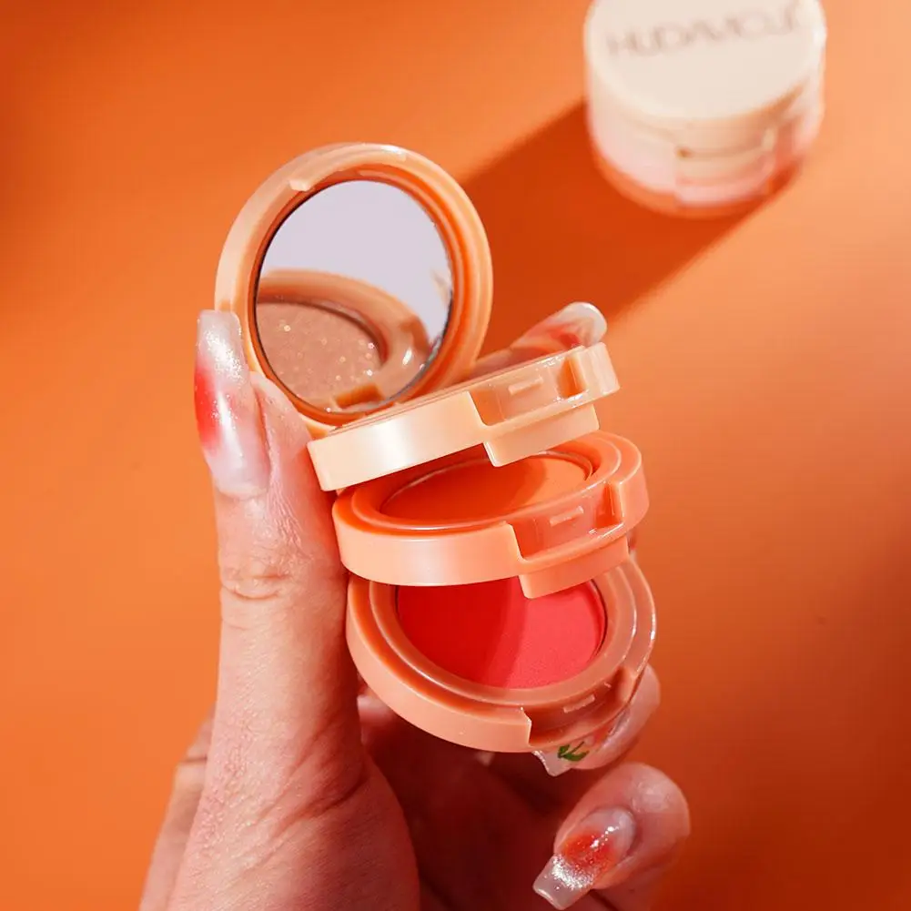 Pink Peach Blush Powder 3 In 1 Matte Blush  Low Saturation Soft Fog Blush Brightening Face Blusher Rouge Makeup Cheek Tint