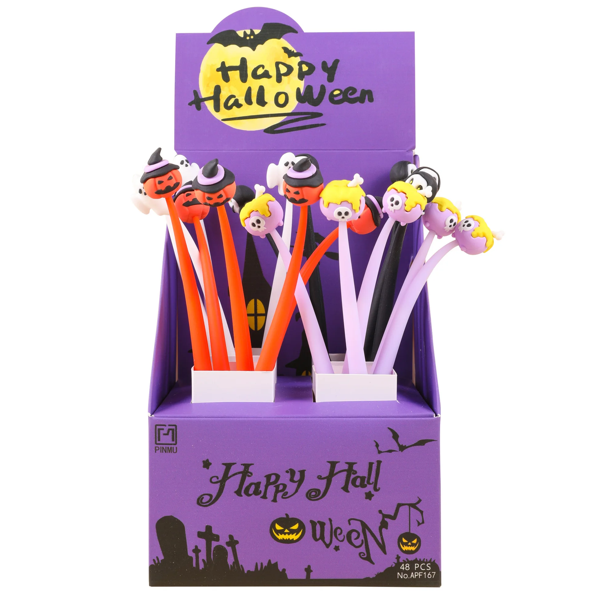 48PCS Creative Small Fresh Rocking Music Halloween Carnival Gender Neutral Pen Student Gift Modeling Silicone Stationery Signatu