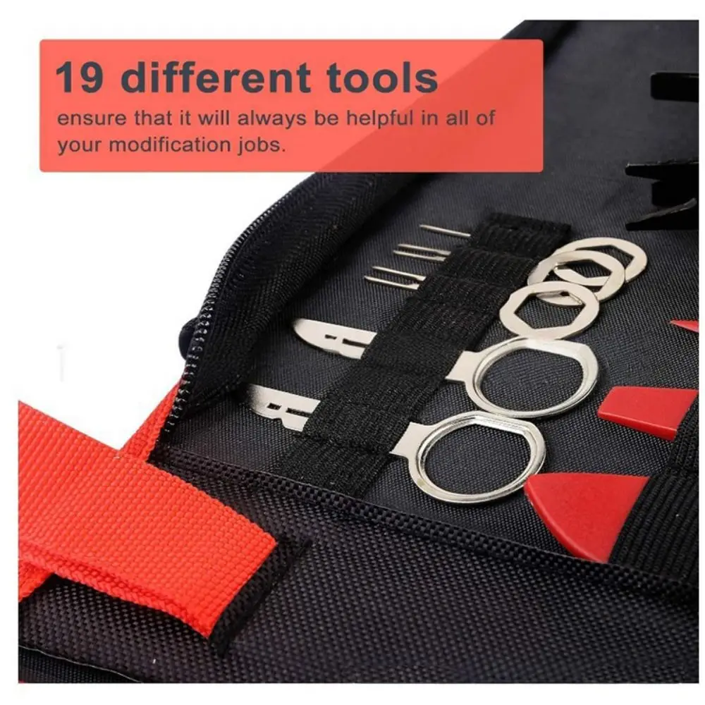 

19PCS Plastic Car Trim Removal Tool Panel Tool Red Blue Auto Trim Puller Tool Rivet Fastener Interior Disassembly Tools
