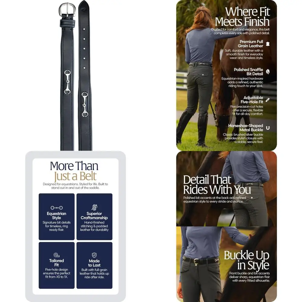 

Women's Leather Horse Riding Belt with Bit Design, Equestrian Style for Riding Enthusiasts