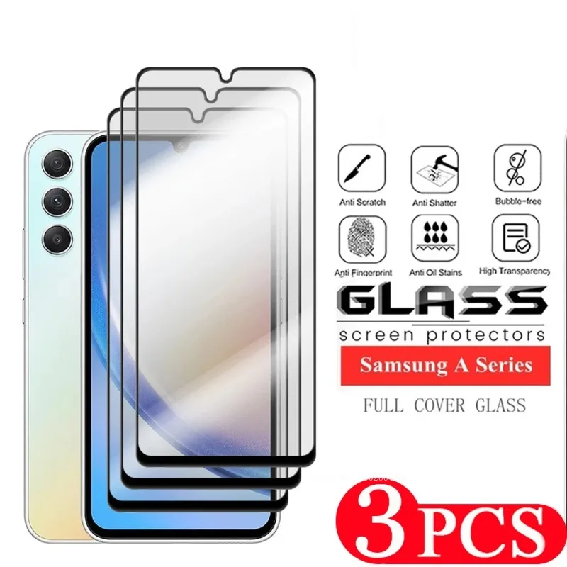 3Pcs 9D Cover for Samsung Galaxy A04 A14 A24 4G A34 A04E A04S A12 A13 A33 Tempered Glass A22 A23 A31 A32 Screen Protector Film