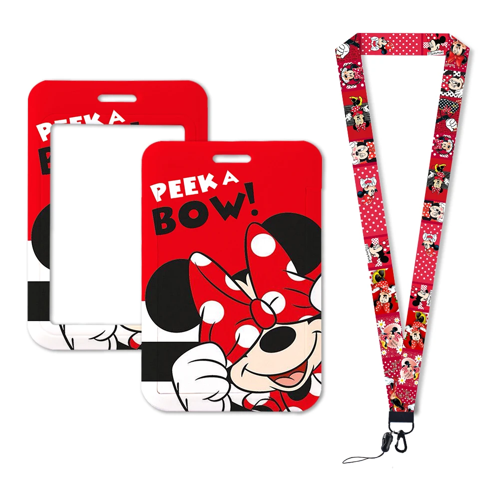 Disney Mickey Minnie Card Holder  Encanto ID Card Holders Lanyard Anime Credit Card Badge Holder Girl Retractable Clip