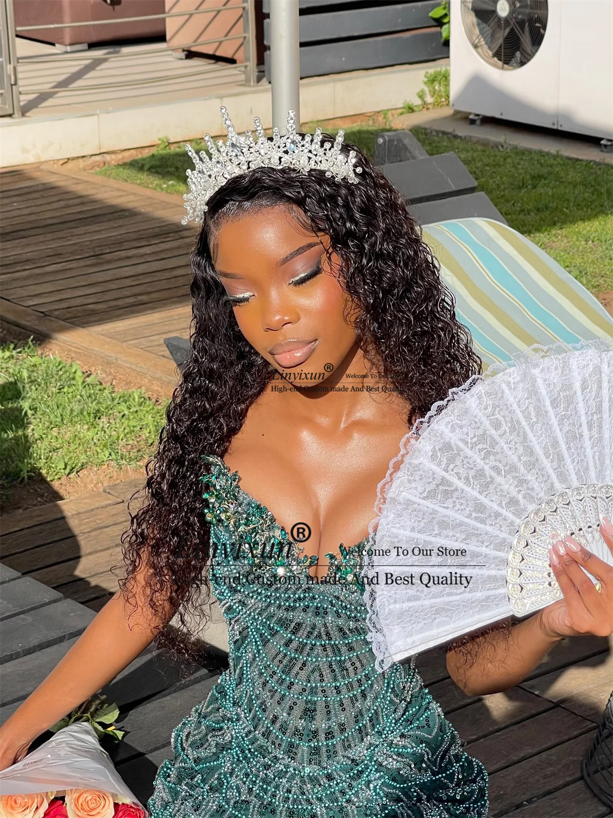 Glitter Sequins Beaded Mermaid Prom Dress Customized Arabic Dubai Formal Wedding Evening Party Gown Aso Ebi Long Robe De Soire