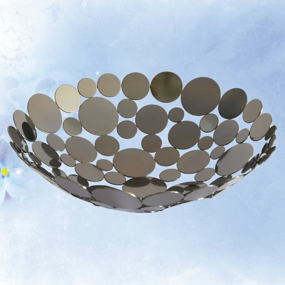 

Wrought Iron Fruit Basket Hollow Design Bread Plate Food Storage Holder For Vegetables Fruits Kitchen Home Gold Plated Rustproof