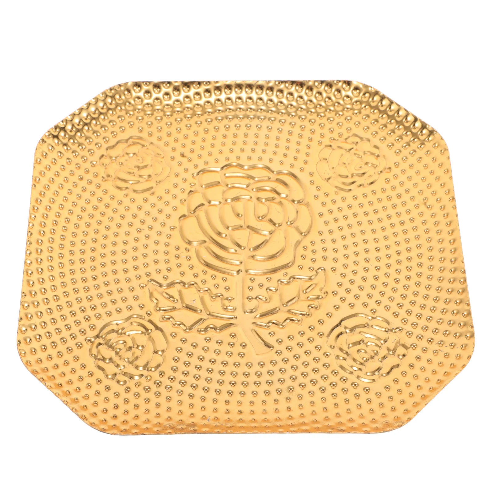 

European Style Small Golden Square Metal Serving Tray For Snacks Desserts Fruits Coffee Table Decor Kitchen Barware Vintage Tray