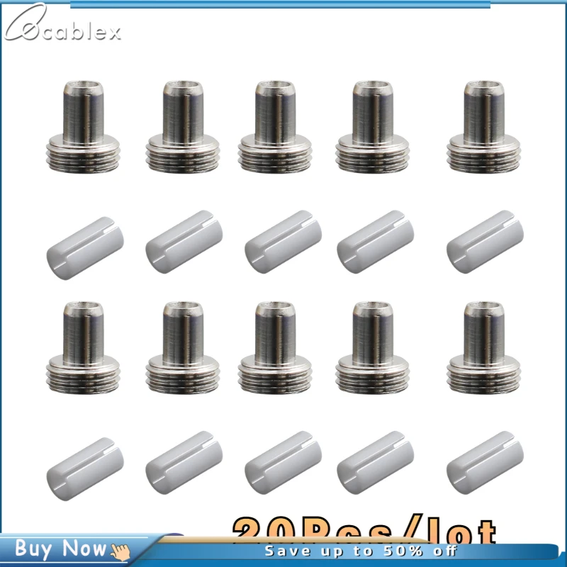 10pcs Ceramic Tube Sleeves and 10Pcs Metal Head Connector Adapters for Fiber Optic Visual Fault Locator