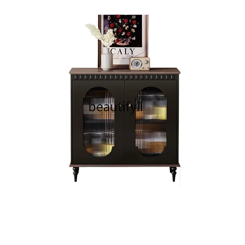 

American retro style dining side cabinet, living room storage against the wall, household entrance large-capacity side cabinet